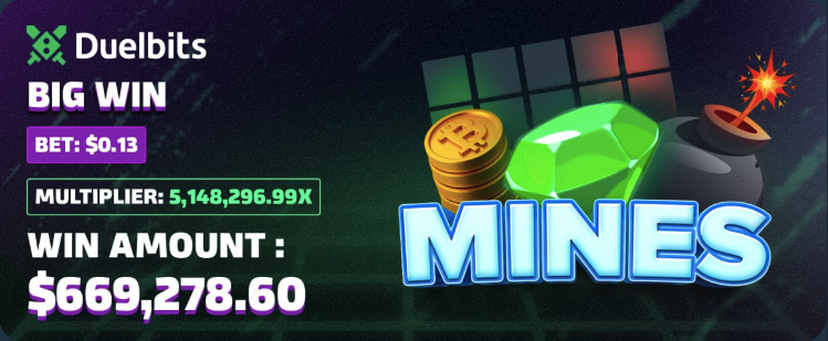 Mines max win at Duelbits